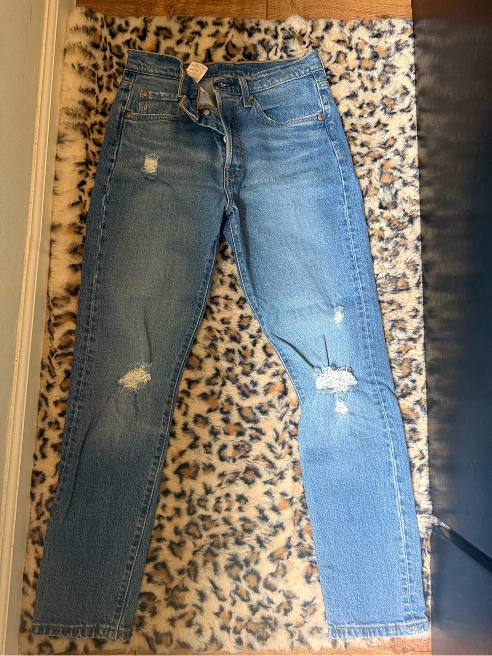 Levi's Medium Blue High-Rise Distressed Women's Jeans